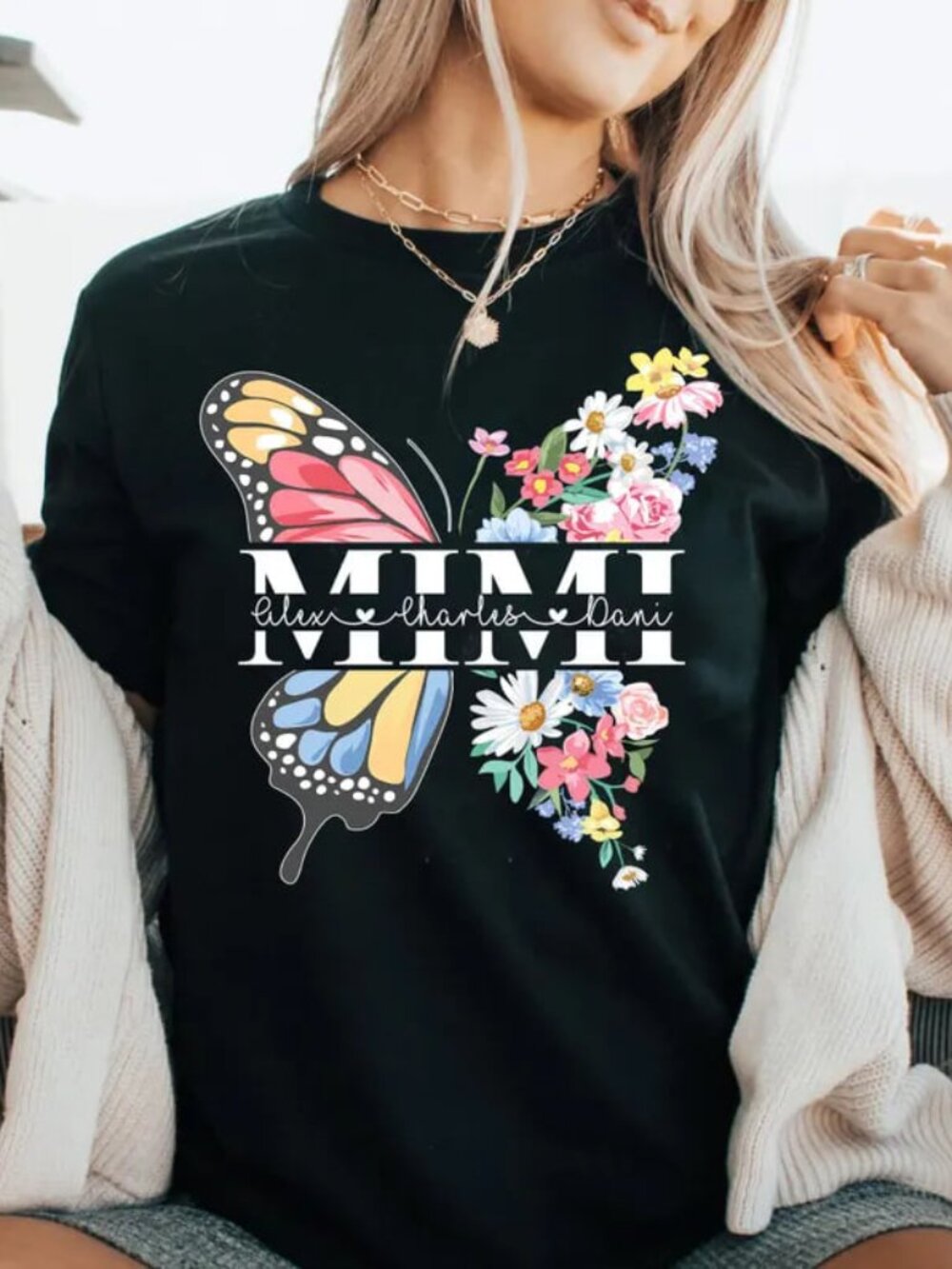 Graphic Butterfly Grandma Shirt, Floral Mama Tee, Mothers Day Gift Shirt
